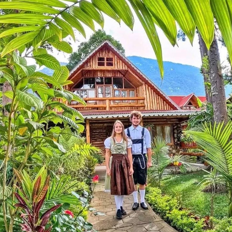 Residents wearing traditional Austrian and German clothing in Pozuzo, Peru
