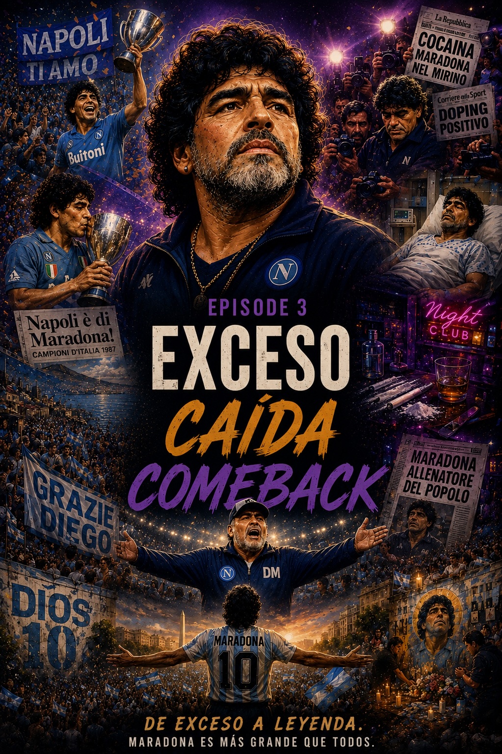 Diego Maradona en los años posteriores a su gloria deportiva, entre triunfos, escándalos y regresos. (C) Tom Noga